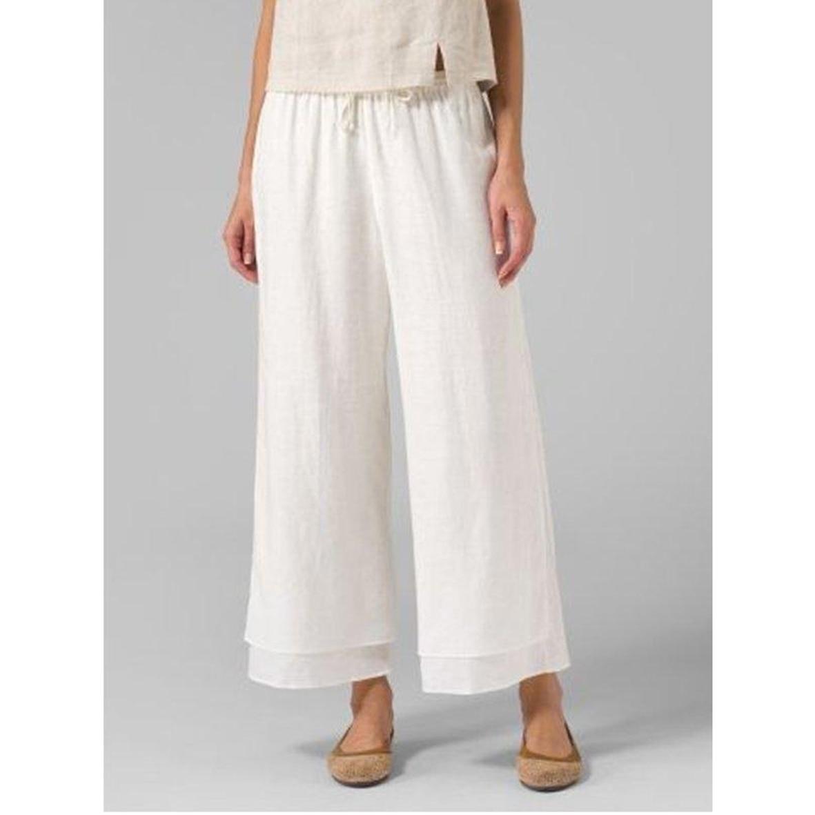 

Женская мода, свободные удобные брюки, широкие брюки, двухслойные укороченные брюки в стиле ретро XXL белый