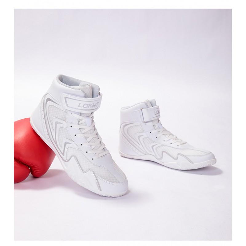 High-Top Boxing Shoes Men Women Breathable Mesh Upper Lace-Up Wrestling Sneakers Non-Slip Sport Footwear