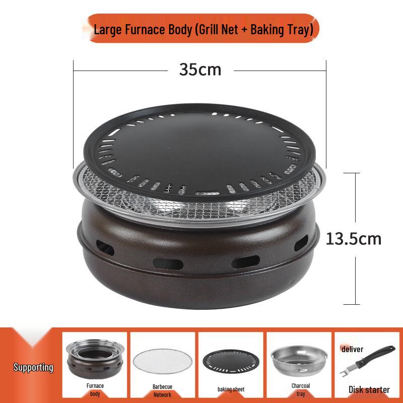GOWKE Cast Iron Tabletop Charcoal Grill