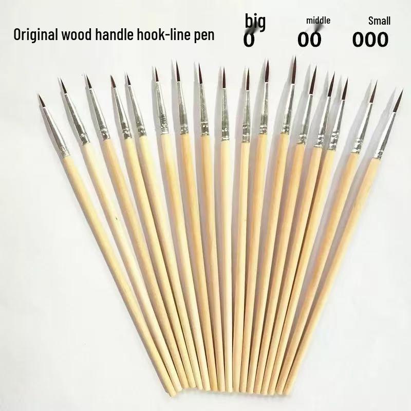 Wood-Handled Fine-Tip Nylon Liner Pen Set for Sketching, Painting, and Outlining