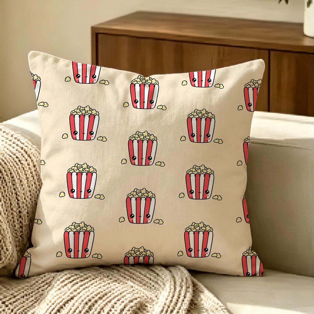 Food Popcorn Cushion Cover Pillow Cover Nordic Minimalist Throw Doublesided Print Cushion Case For Sofa Bedroom Decor