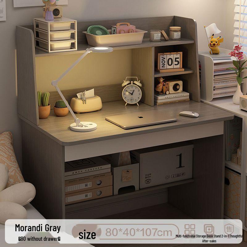 Multifunctional Student Desk with Bookshelf for Homework and Study in Bedroom or Dorm