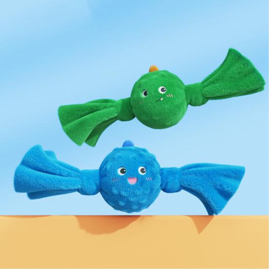 Squeaky Plush Dog Toy Bouncy Ball Dog Chew Toy Interactive Tug-of-War Toy for Dogs Teeth Cleaning Puppy Teething