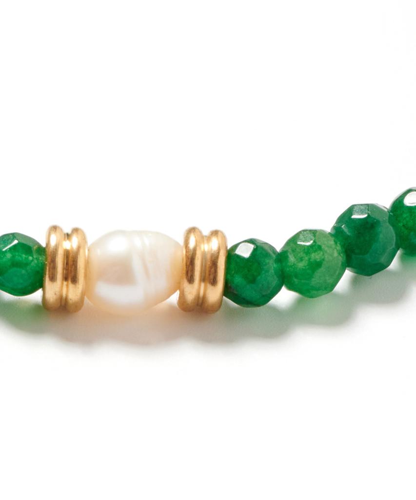 Polalita Gold Pearl Point Green Stone Bracelet (Plt-Br-025_Gn)