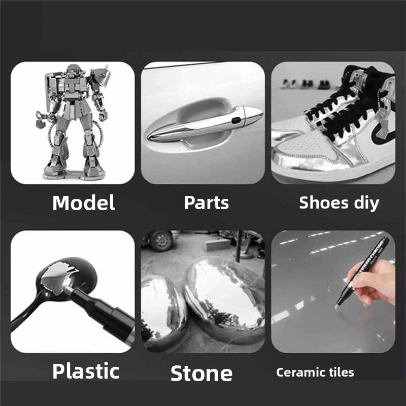 Hochglänzender Metallischer Chrom Lackstift DIY Modelle Handwerk Spiegelglanz Reflektierender Marker Galvanisierung Metalleffekt Schreibwerkzeug