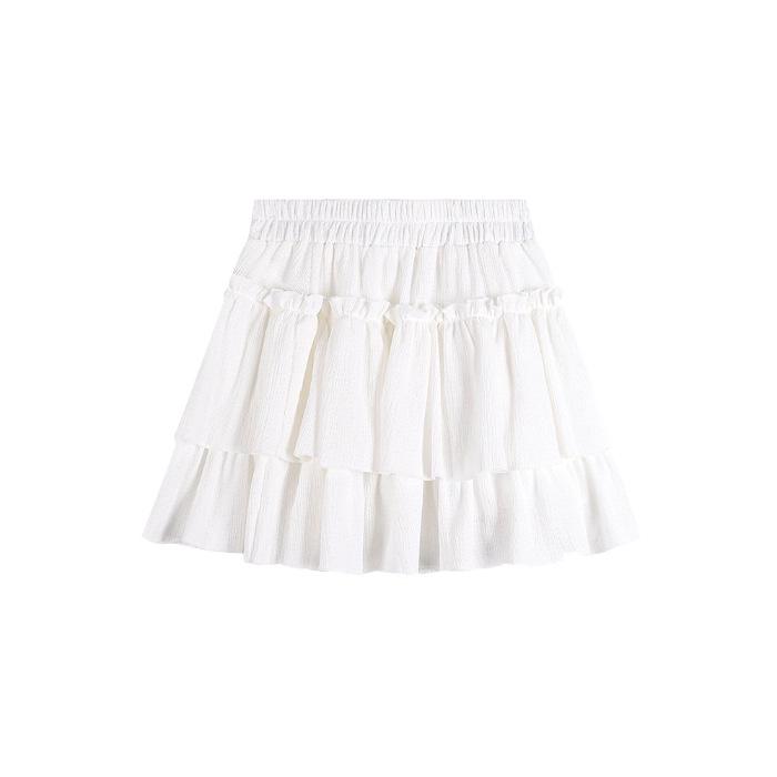 Leopard Print High-Waist Ruffled Skirt - Summer 2024 Women's Pleated Short Skirt with Elastic Waist