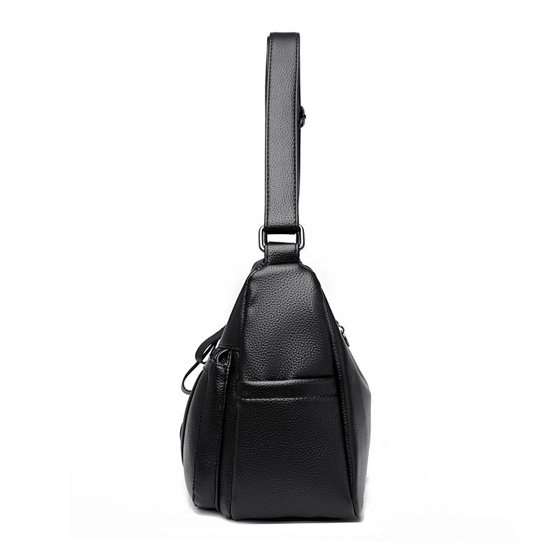 Кожаная сумка Женская сумка среднего возраста Сумка через плечо для матери чёрный — фото 12