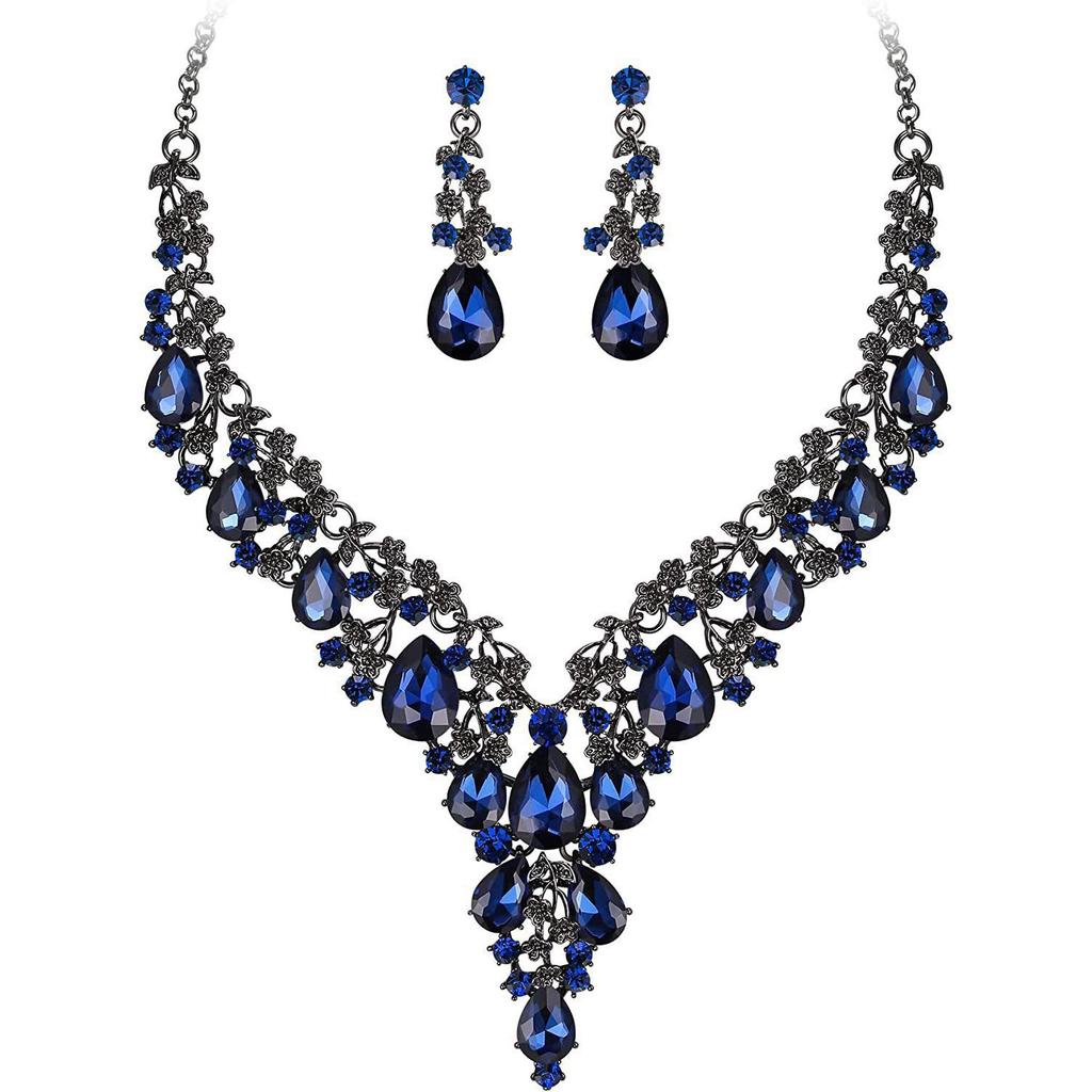 Set di Gioielli in Cristallo Moda Sposa Europea e Americana: Collana, Orecchini, Design a Goccia d'Acqua