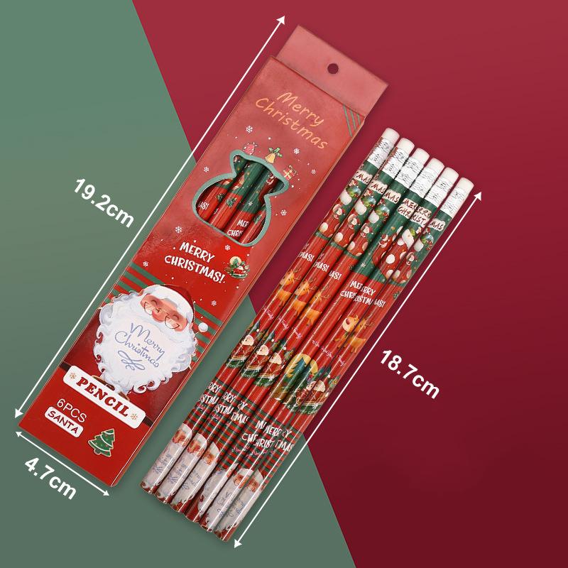 

1 комплект/6 предметов Рождественский Санта-Клаус Медведь Снеговик HB Канцелярские принадлежности Школьные офисные принадлежности Подарок для ученика Приз Креативный кавайный карандаш