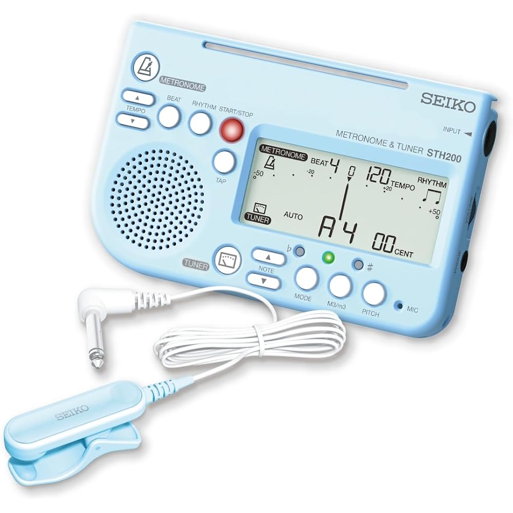 SEIKO Metronome & Tuner Blue Pickup Microphone 2-Piece Set Special Pack STH200BLSP