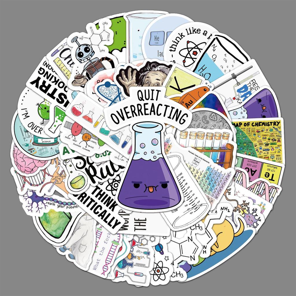 50 Ins Style DIY Chemical Equation Stickers for Laptops, Notebooks, Scooters, Cars