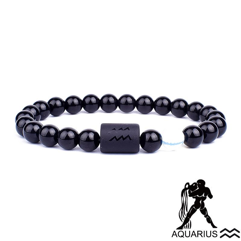 12 Constellation Bracelets Natural Black Onyx Bead Bracelet Star Sign Constellation Horoscope Couple Bracelet Friendship Jewelry