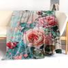 Vintage Rose Mid-Century Flannel Throw Blanket - Soft, Cozy Polyester for All Seasons, Perfect for Bed, Sofa, Office, And Camping