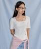 CITYBREEZE Ribbed Square Neck Sleeve Knit_White