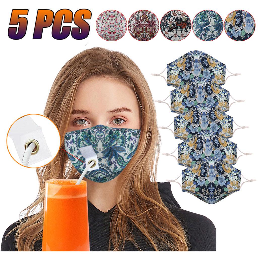 Buy [JZL] 5PC Adult Reusable Drink Face Mask with Breather Valve Hole ...