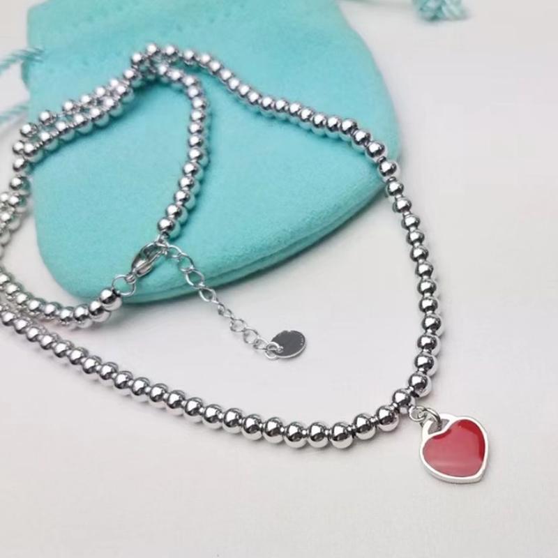 Double Color Heart Pendant Necklace For Women Girls Elegant  Heart Shaped Pendant Bracelet Jewelry Accessories Gifts