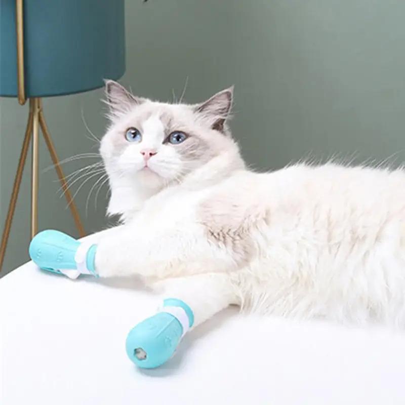 Silikon-Katzen-Badeschuhe der 2. Generation, rutschfest, kratzfest, verstellbare Haustierpfotenschutzabdeckungen für Katzenpflege und Baden