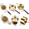 Convenient  Tea Drain Filter Golden Tea Coffee Strainer Fine Mesh Filter Multi-purpose Eco-friendly Tea Spoon for Restaurant