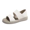 Soft leather flat sandals women's summer new retro round head women's shoes two wear light shoes
