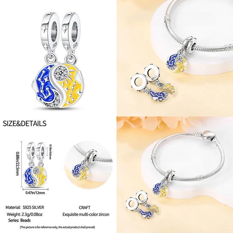 New In Star Moon Sun Series Charm Beads Fit Pandach Original Bracelet Women Copper Pendant Bead Jewelry Gift