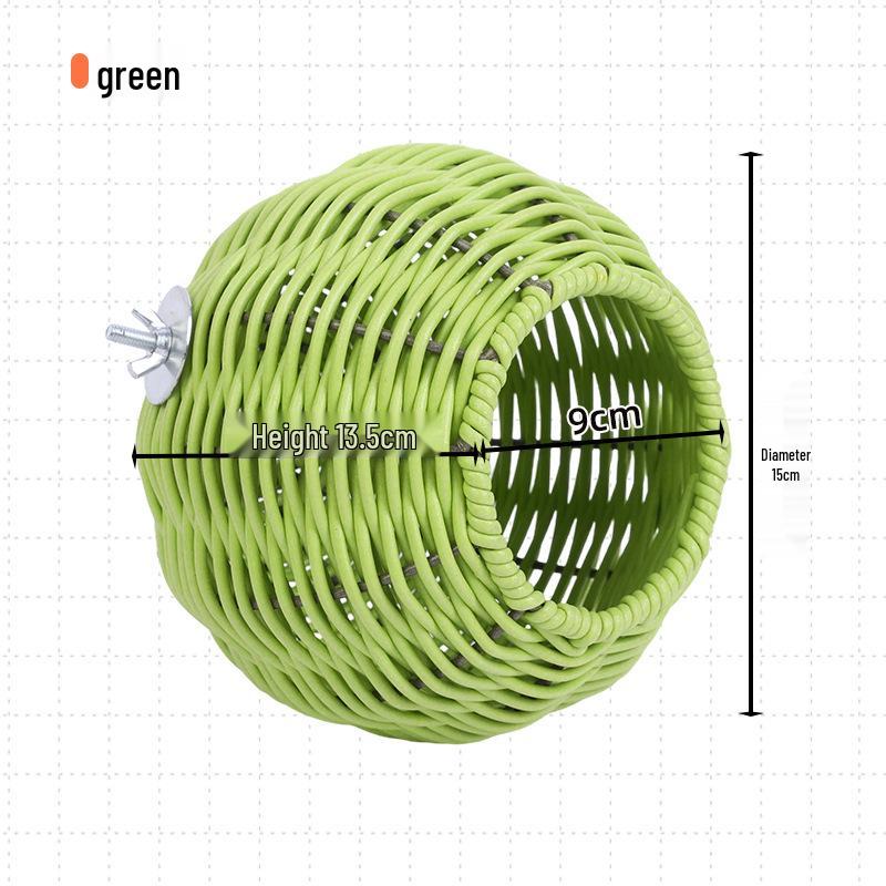 Hanging Rattan Bird & Squirrel Nest with Plastic Cage - Cozy Sleep Spot for Small Pets