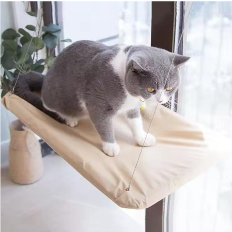 Aerial Pet Bed Hammock for Cats - Hanging Window Seat Climbing Frame Kitten Nest with 20kg Capacity Sunny Nesting Area Cat