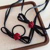 Girl Hairpin Smooth Edges Rounded Gripper Clip Satin Fabric Long Ribbon Bow Rose Flower Decor Buns Ponytails Clip Hair Accessory