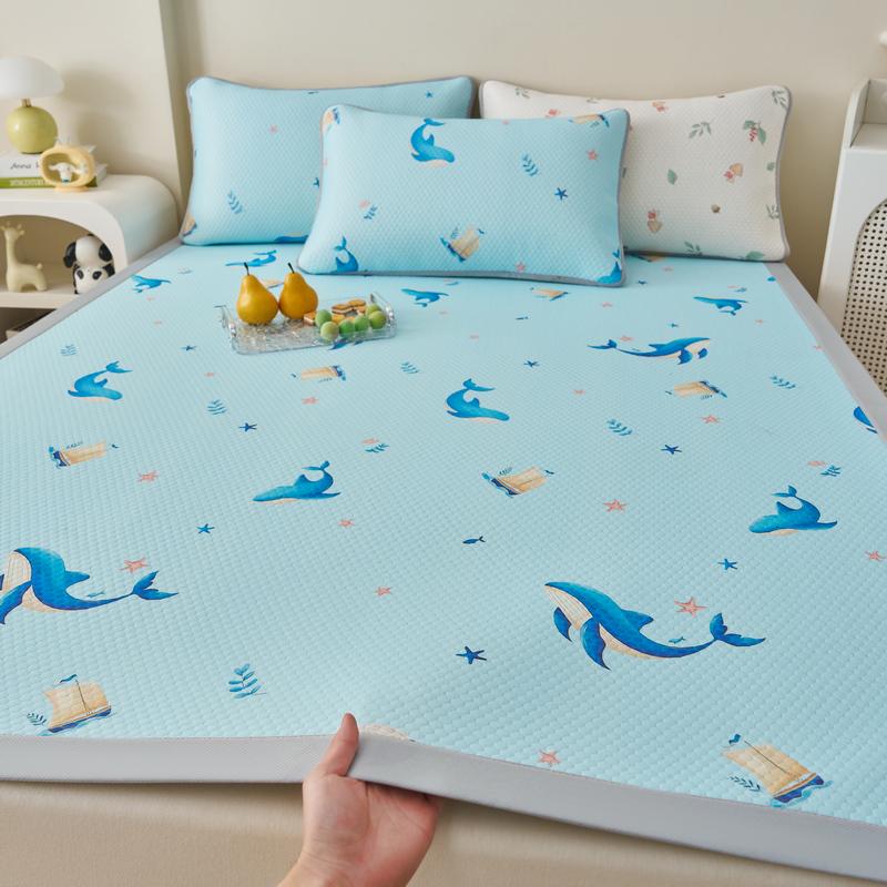 Ice Silk Cool Mat Set - Washable, Soft Three-Piece for Single Dorm Bed, 2026 Design.