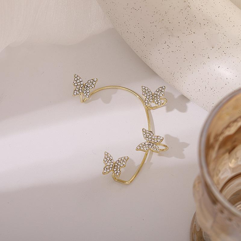 Korean Style Butterfly Ear Clips Without Piercing For Women Sparkling Zircon Ear Cuff Clip Earrings Wedding Party Zircon Gifts
