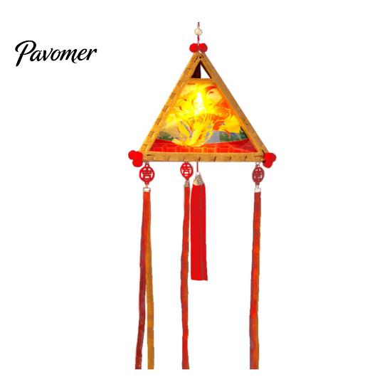 Kindergarten Art Project Supplies Chinese Style DIY Lantern Making Kit, Handmade Triangle Shaped Handheld Educational Craft Set for Kids with