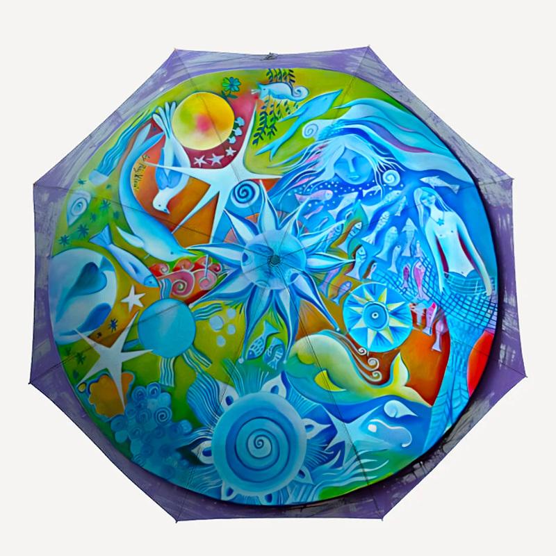 

1pc Oceanic Fantasy Automatic Open/Close Umbrella with Windproof, 8-Rib Sturdy Canopy, Durable Ribs, Ideal for Gifts yy251117019