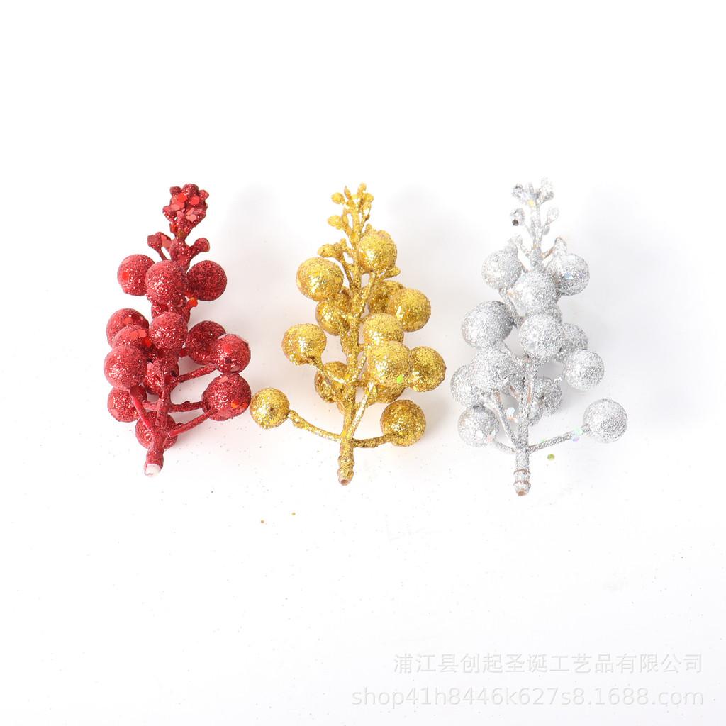 Exquisite Shiny 15 Gold And Red Decorative Berry Sprays For Celebrations Holiday