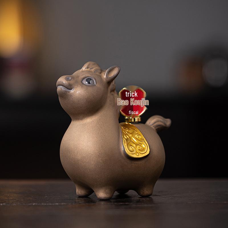 Chinese Ceramic Tang Horse Ornament Pair - Zodiac Year Desktop Decoration