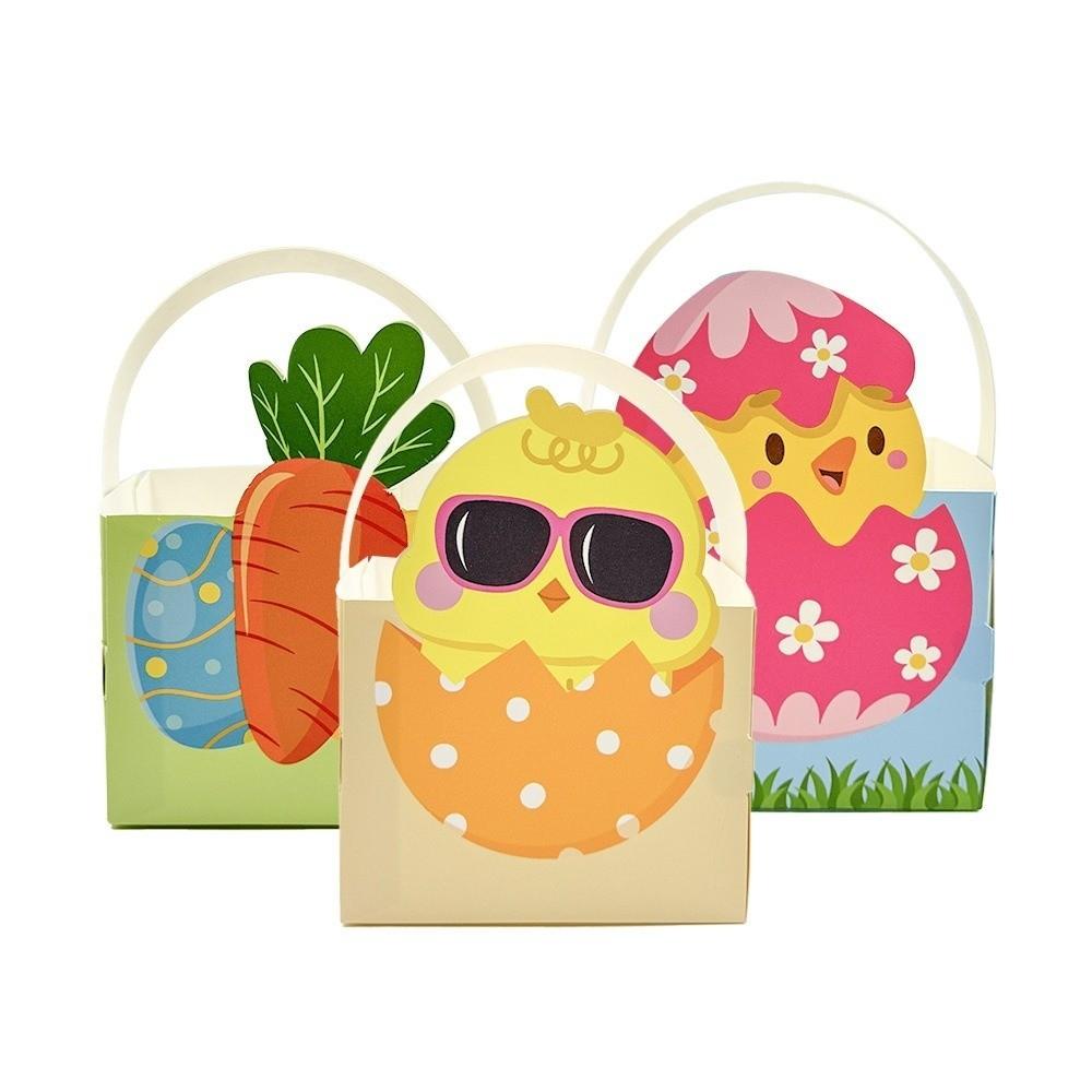 6pcs Egg Rabbit Carrot Easter Bunny Candy Boxes with Handle Candy Gift Bag  Spring Parties