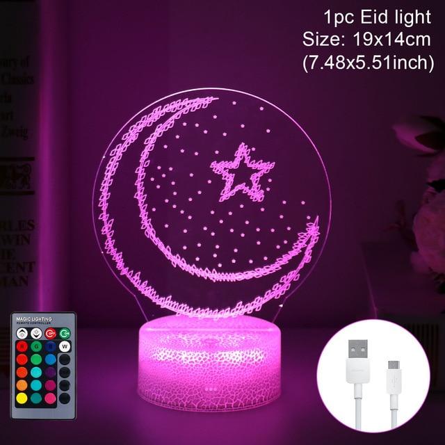 Eid Mubarak Ramadan Decorations for Household Moon Stars Remote Control LED Lights Eid Mubarak Decorations