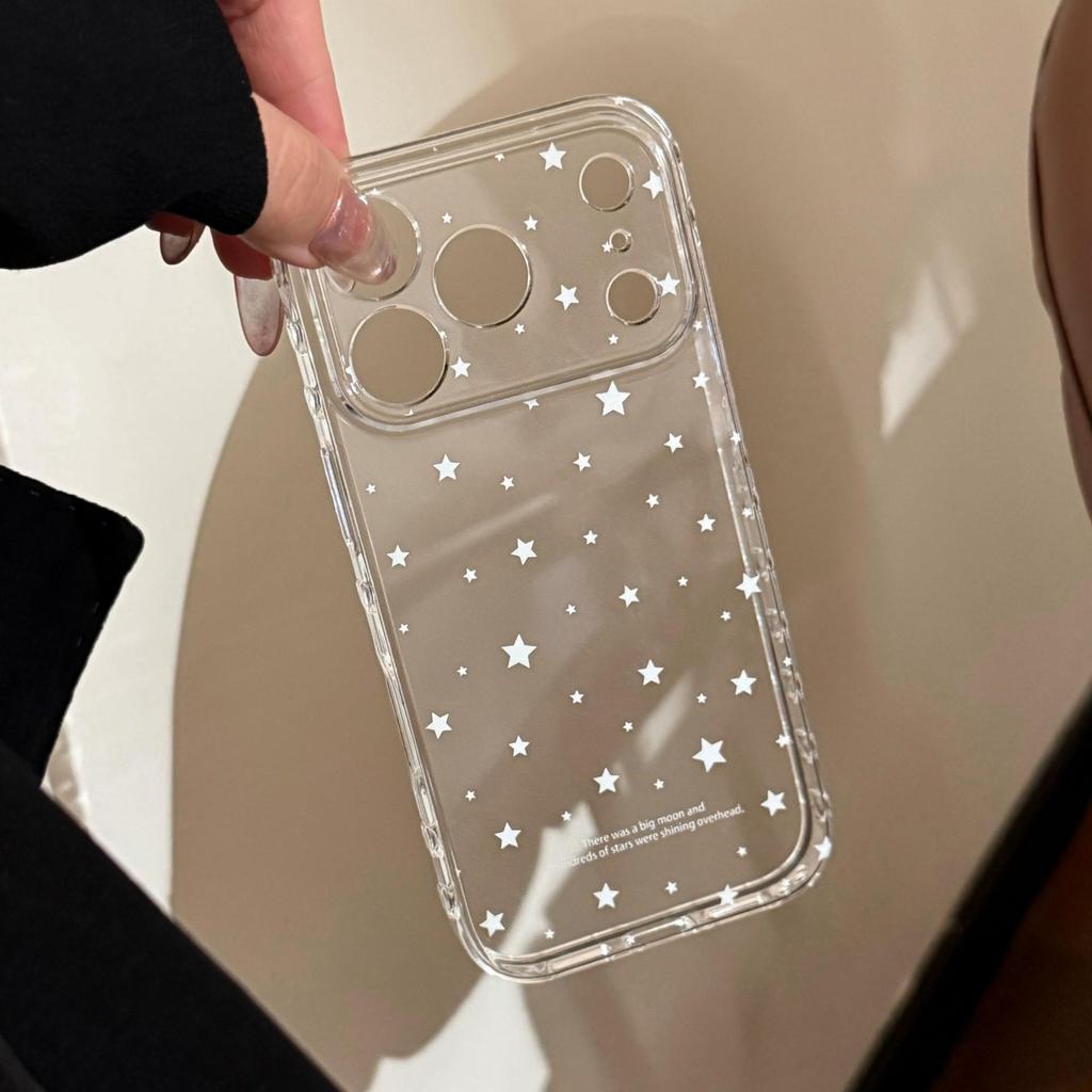 Transparent White Star Phone Case Compatible with iPhone 16, iPhone 17, and iPhone 17 Pro Max