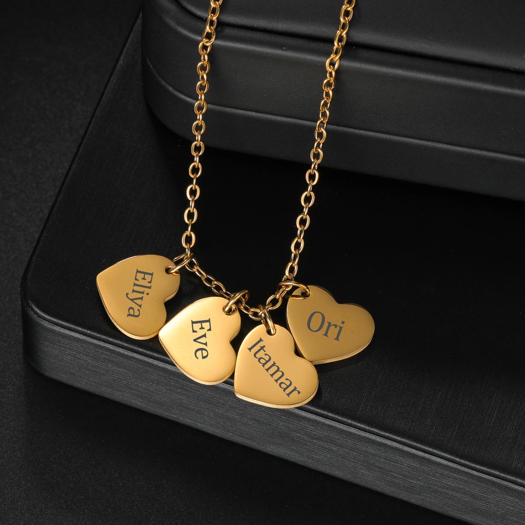 Atoztide Personalized Custom Name Necklace for Women Heart Engrave Letter Stainless Steel Jewelry Mother Kids Birthday Gift