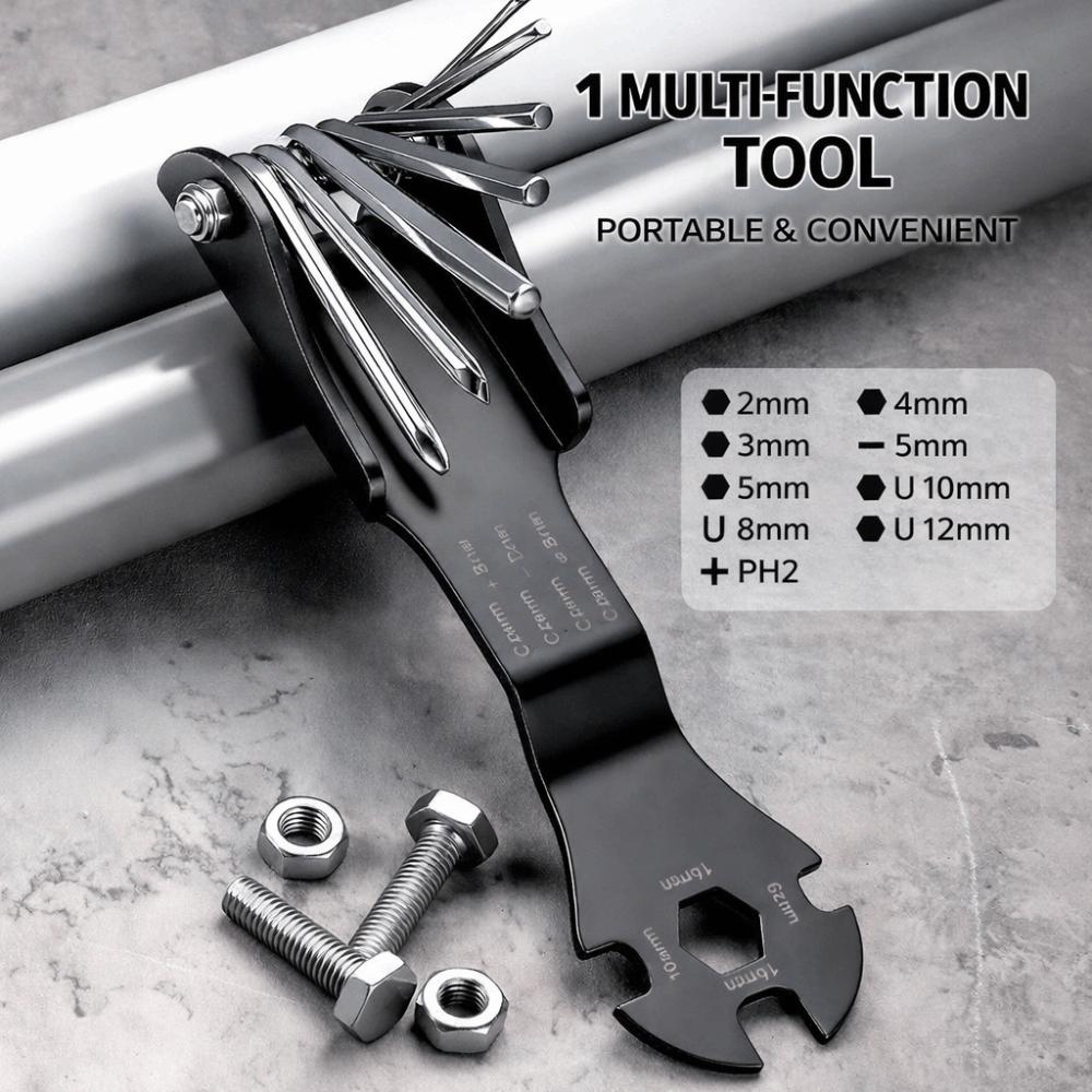 11-in-1 Bicycle Repair Tool Folding Multi Function Multi Repair Tool Kit Carbon steel Screwdrivers Multi-Function Tool Set