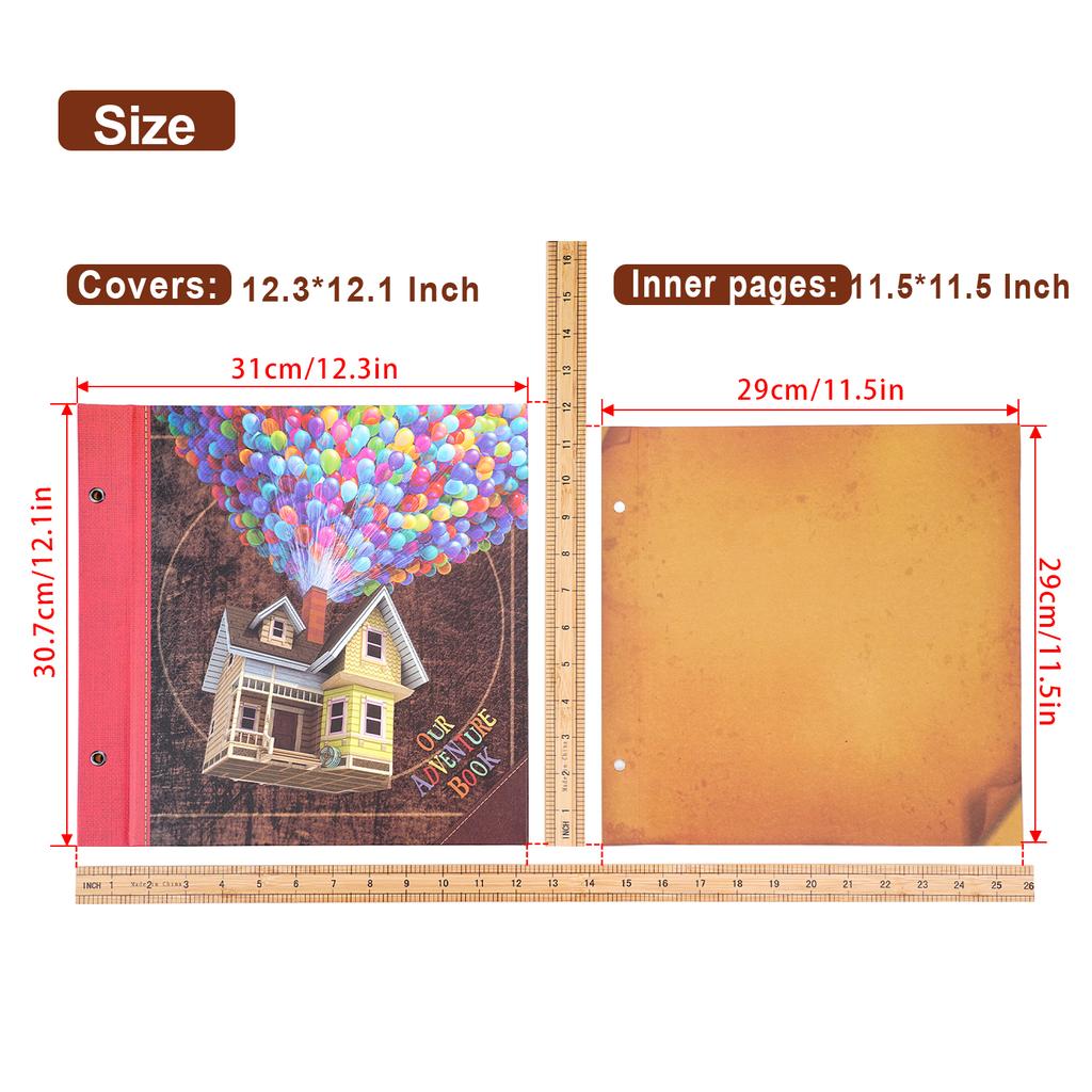 12inch Photo Album Self Adhesive Scrapbook 60page Diy Vintage Photo Book Kraft Paper Memory Book Ideal For Family Travel Wedding