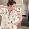 Japanese Animation Cartoon Crayon Xiaoxin Pajamas Women's Summer Cardigan Short-sleeved Shorts Star Loungewear Two-piece Set