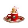 Christmas Resin Statue Gingerbread Snowman Elder Tea Cup Festive Decor Tabletop