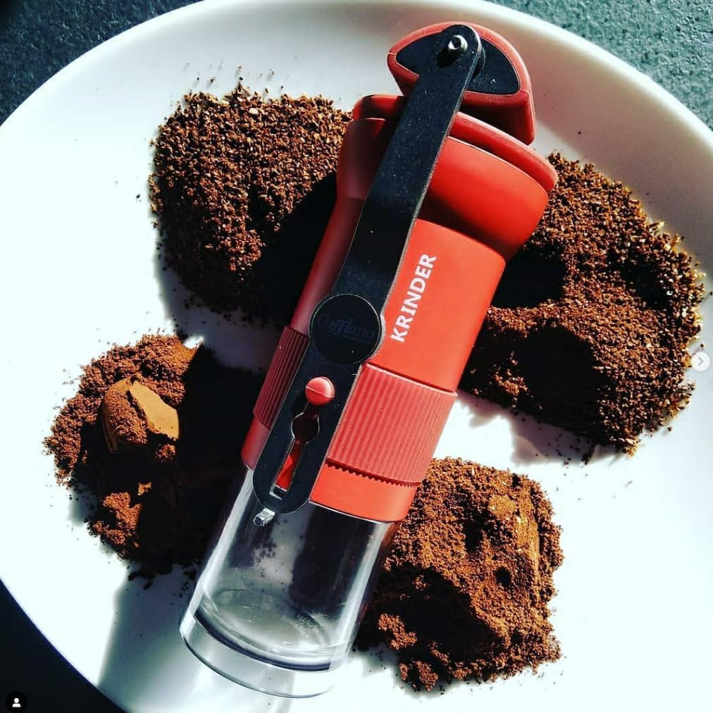 Cafflano Grinder, Portable Coffee Mill, Outdoor, Extra Fine Grind for Espresso, Made In Italy, Metal Conical Blade, Compact, High Performance, Coffee