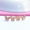 Purple Gold Car Flower Butterfly Stud Earrings, Small Temperament Elegant Rose Gold Plated Hollow Stud Earrings Jewelry