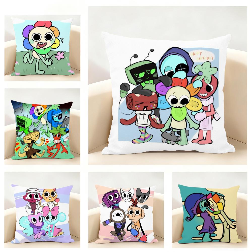 Creative Indie Game DDandys WWorld Cushion Cover Linen Pillowcase Soft for Sofa Bed Home Room Decor