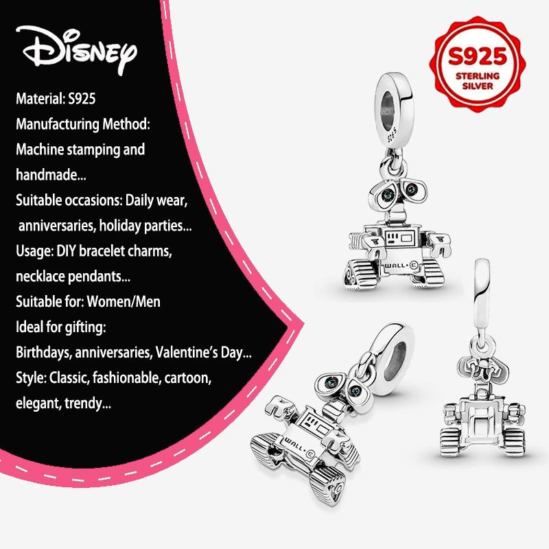 New Disney 925 Silver Winnie & Stitch Charms for Bracelet Necklace DIY Jewelry Gifts Holiday Party