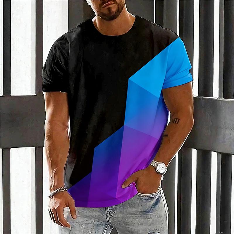 Round Neck Short Sleeve Fashionable 3D Digital Printing Men's T-Shirt Outdoor Top Tees Pullover Streetwear Sports