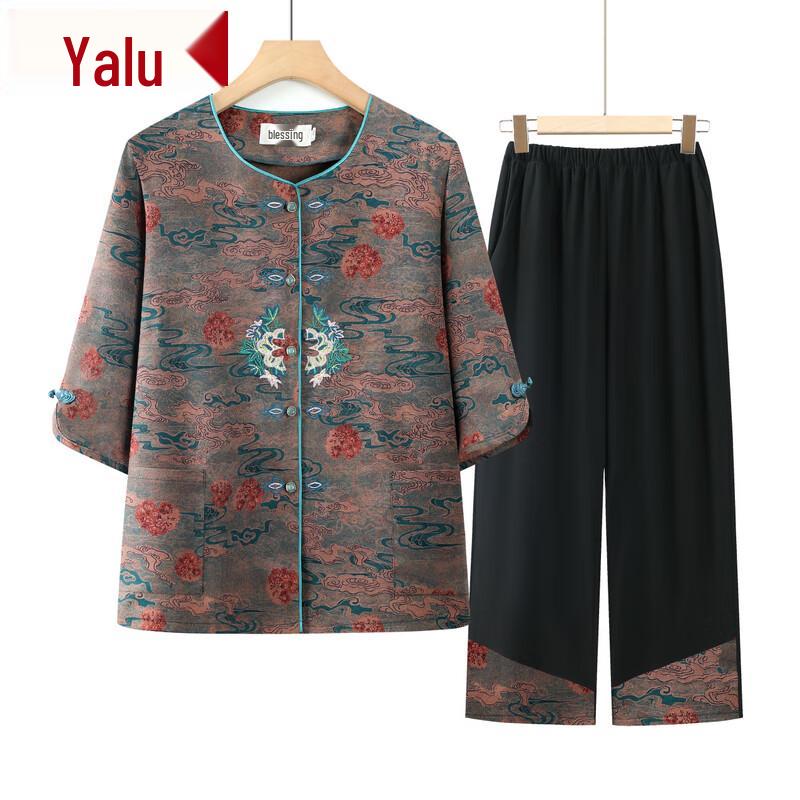 

Yalu Women s 2025 Summer Breathable Loose 3/4 Sleeve Shirt & Top Set 5XL