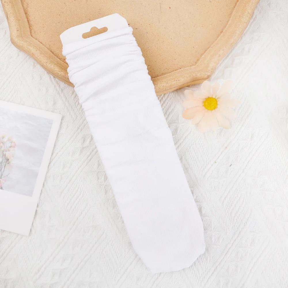 Women Colorful Loose No Pilling Socks Knitting Rib Ice Thin Spring Summer Female Socks High Tube Streetwear College Style Sock