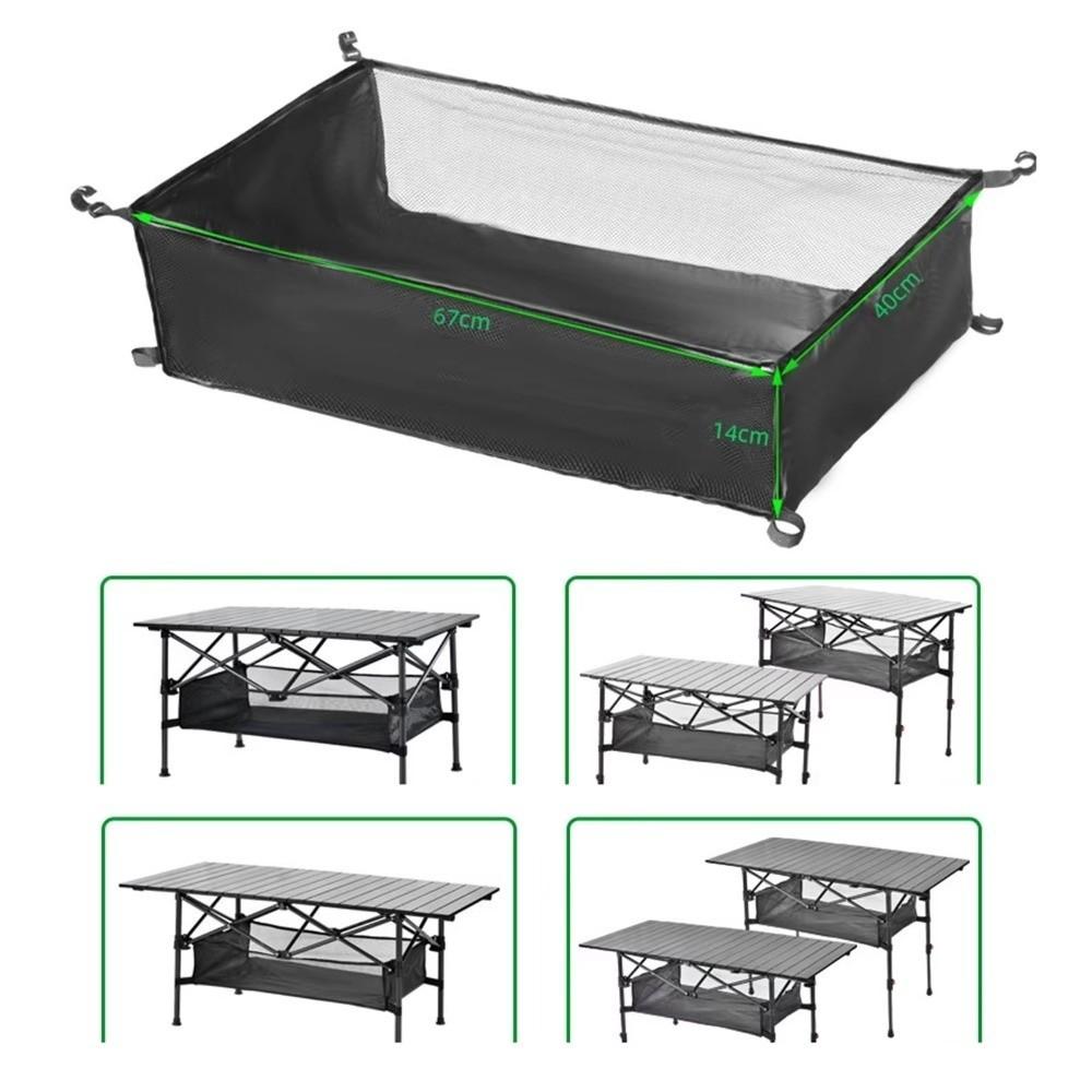 Outdoor Under Table Organizer Rack Foldable Picnic Table Net Bag Hanging Basket Camping Picnic Use