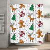TU Cartoon Christmas Shower Curtain Cute Holiday Festive Bathroom Decor Holiday Decor Xmas Pattern Waterproof Fabric